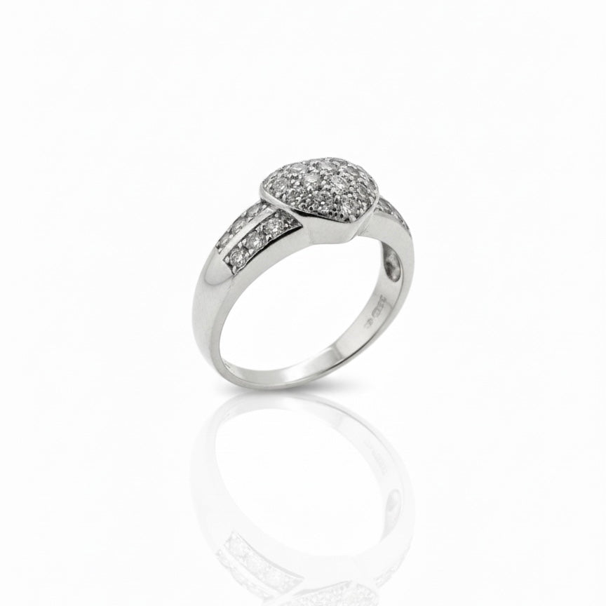 9ct Heart and Double Shoulder Zirconia Ring