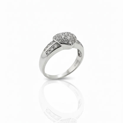 9ct Heart and Double Shoulder Zirconia Ring