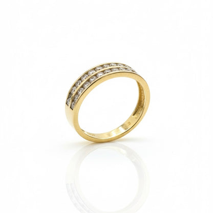 9ct Channel Set Double Zirconia Eternity Ring