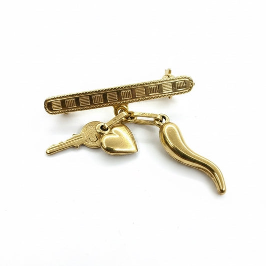 18ct Solid Gold Lucky Charm Brooch