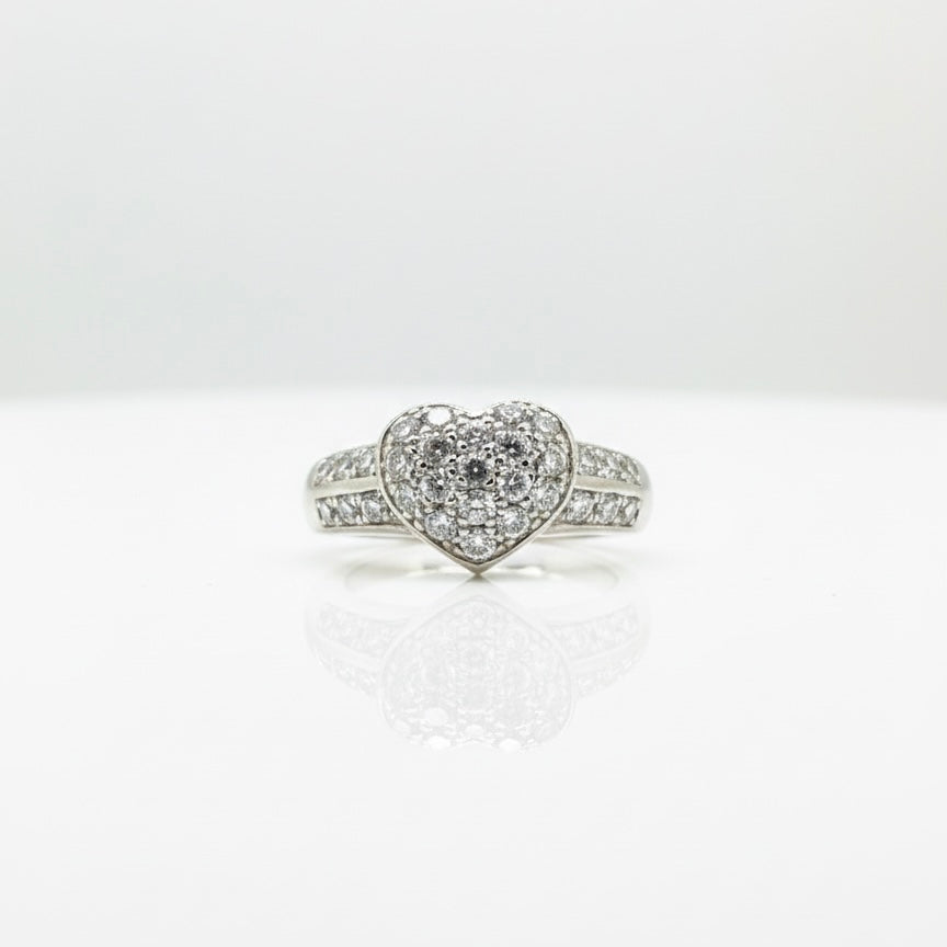 9ct Heart and Double Shoulder Zirconia Ring