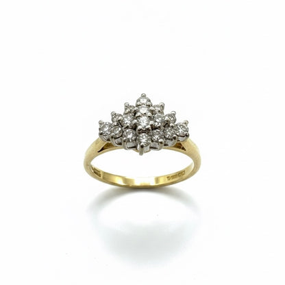 18ct Horizontal Marquees Cluster Set Diamond Ring