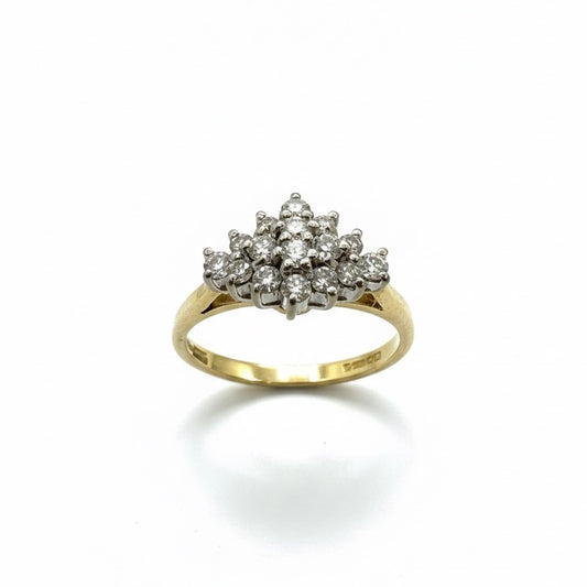 18ct Horizontal Marquees Cluster Set Diamond Ring