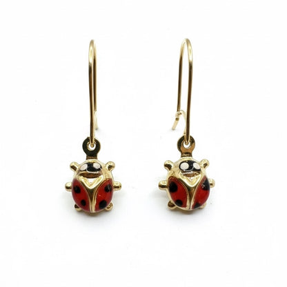18ct Ladybug Hook Earrings