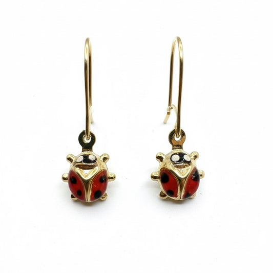 18ct Ladybug Hook Earrings