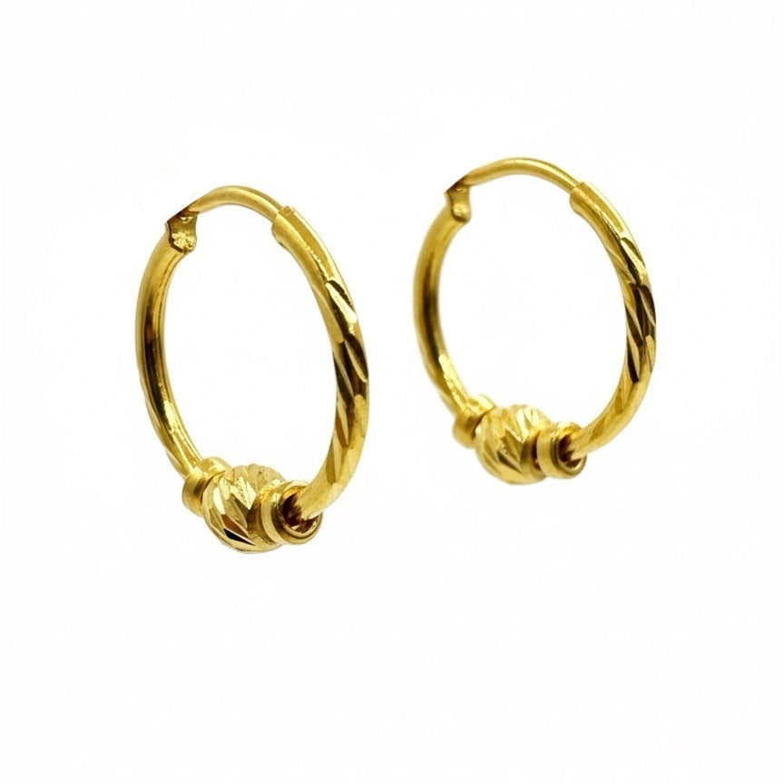 22ct Small Hand Cut Hoop Earrings
