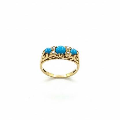 9ct Pearl and Turquoise Ring