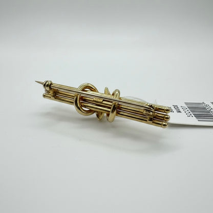 14ct Solid Yellow Gold Twisted Bar Brooch