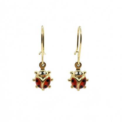 18ct Ladybug Hook Earrings