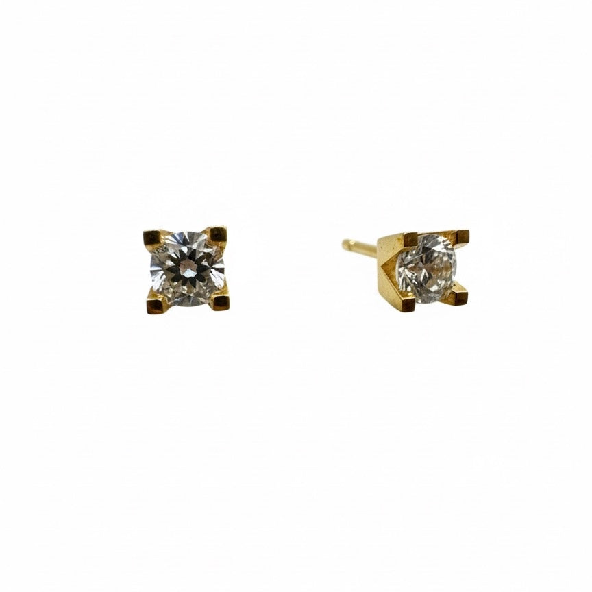 22ct Solitaire Zirconia Square Mount Crown Back Earrings