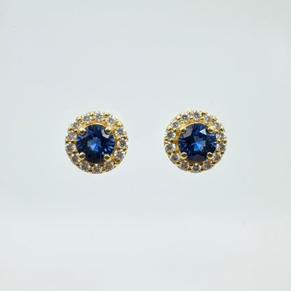 22ct Blue Halo Round Zirconia Pendant Set