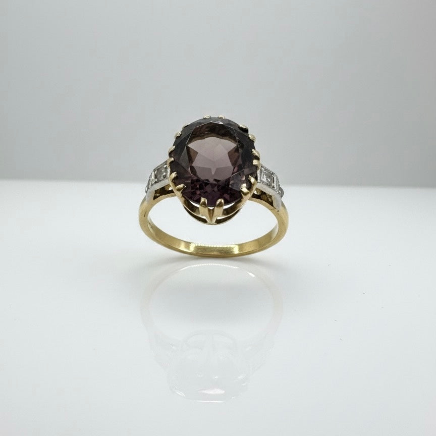 18ct Amethyst Diamond Shoulder Ring