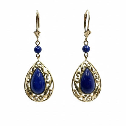9ct Tear Drop Lapis Lazuli Earrings