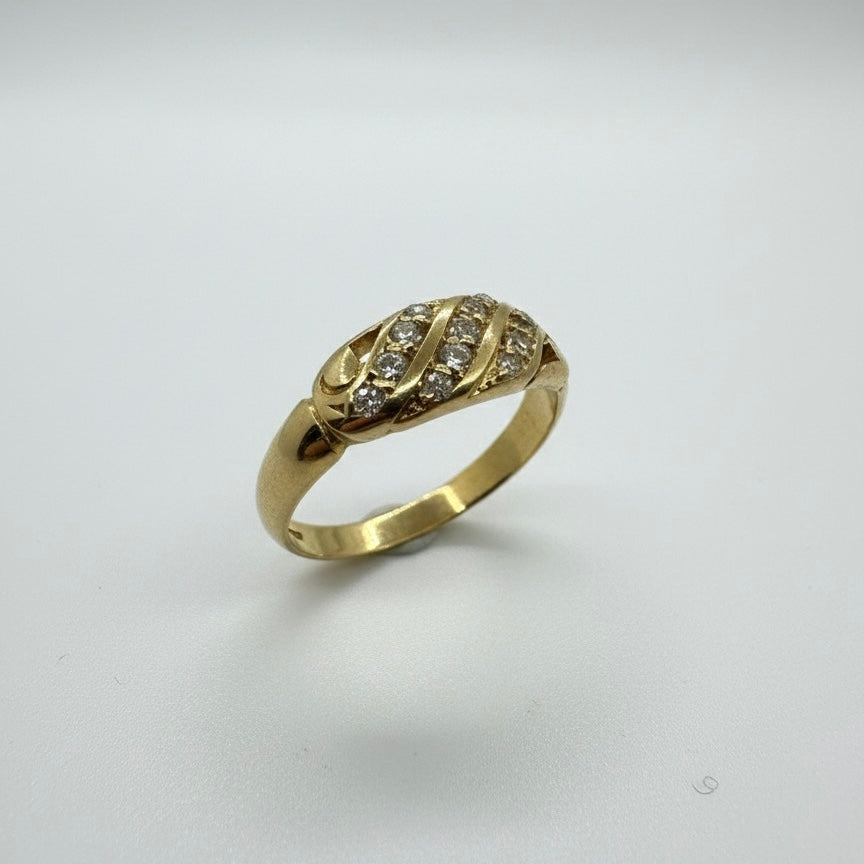 18ct Yellow Gold Triple Wave Diamond Ring