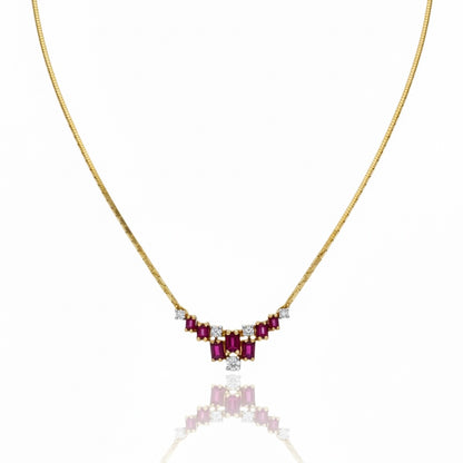 18ct Princess Cut Ruby And Diamond Necklace