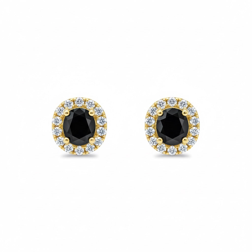 22ct Black Halo Zirconia Pendant Set