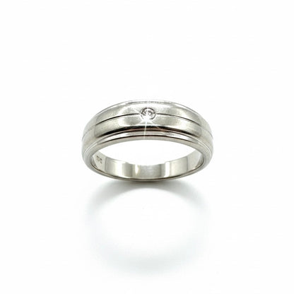 9ct White Gold Solitaire Diamond Band Ring