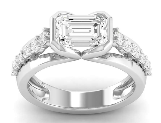 East West Half Bezel Ring - Emerald Center | JR152932H