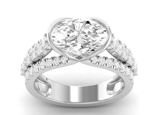 East West Half Bezel Ring - Oval Center | JR152944A