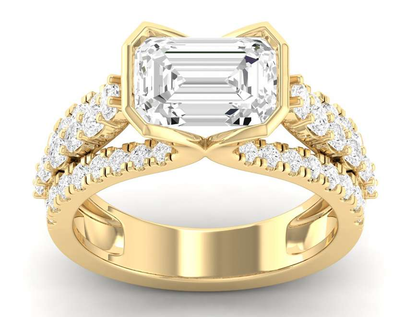 East West Half Bezel Ring - Emerald Center | JR152954A