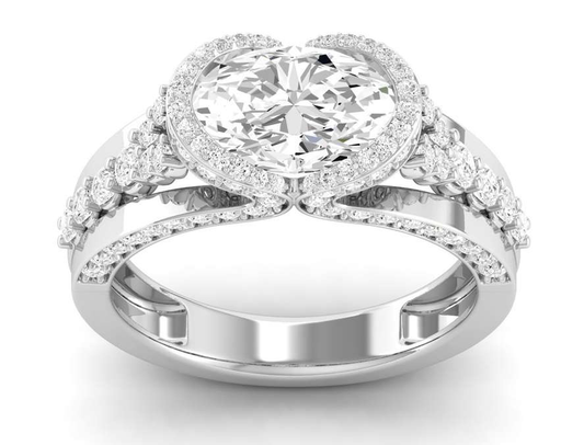 East West Half Bezel Ring - Oval Center | JR1529630