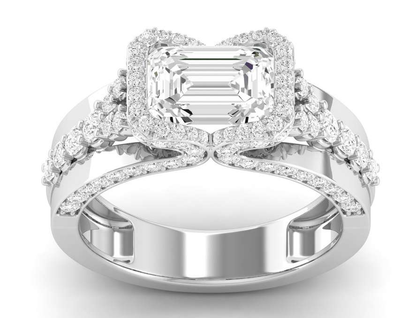 East West Half Bezel Ring - Emerald Center | JR1529730