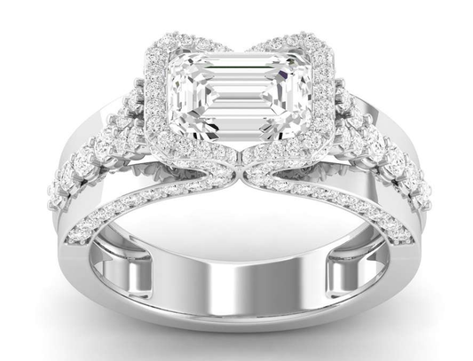 East West Half Bezel Ring - Emerald Center | JR1529730