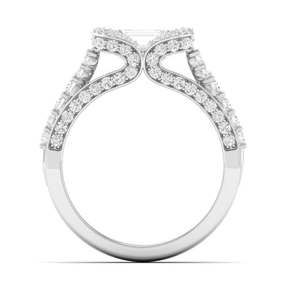 East West Half Bezel Ring - Emerald Center | JR1529730