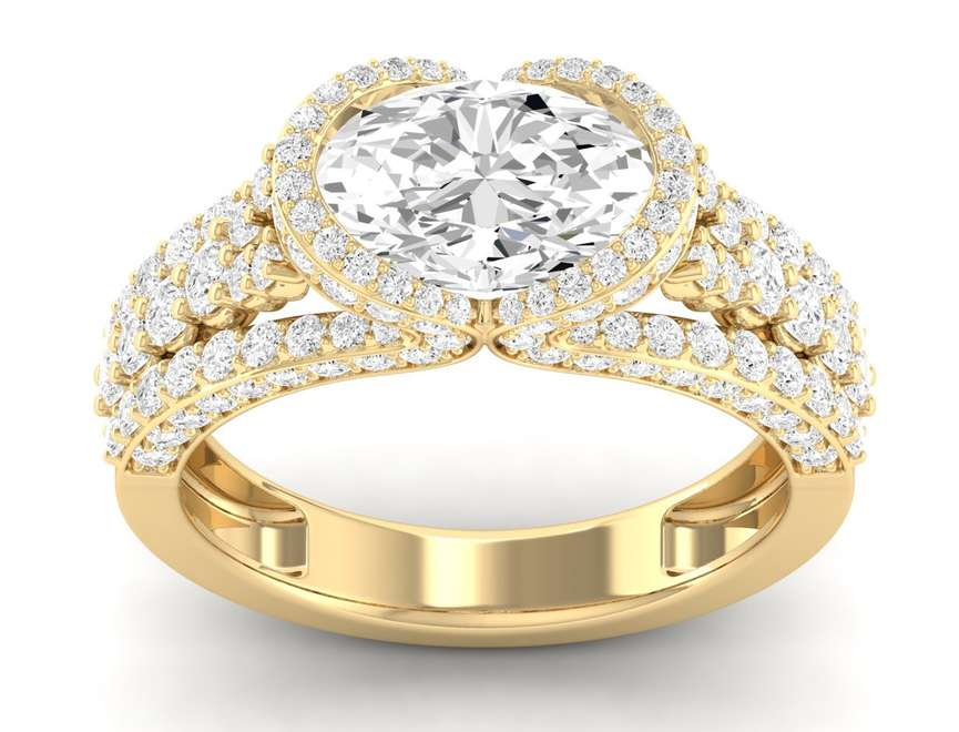 East West Half Bezel Ring - Oval Center | JR152983E