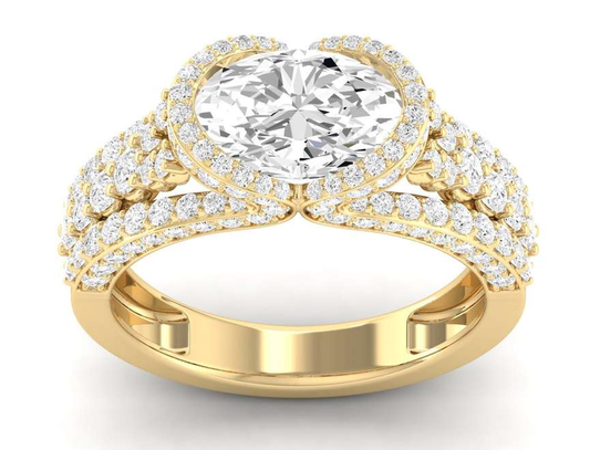 East West Half Bezel Ring - Oval Center | JR152983E