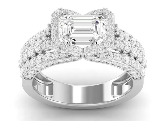 East West Half Bezel Ring - Emerald Center | JR152993H