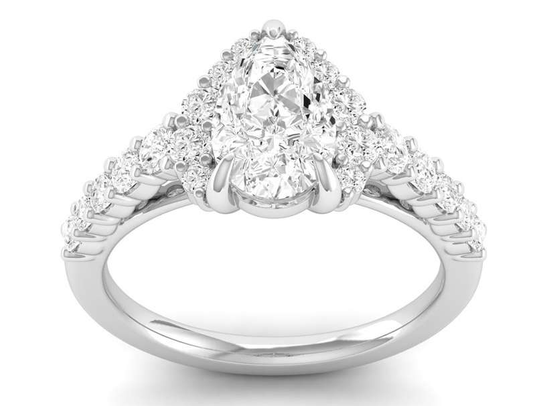Steep Graduated Semi Halo Ring - Pear Center | JR1530727