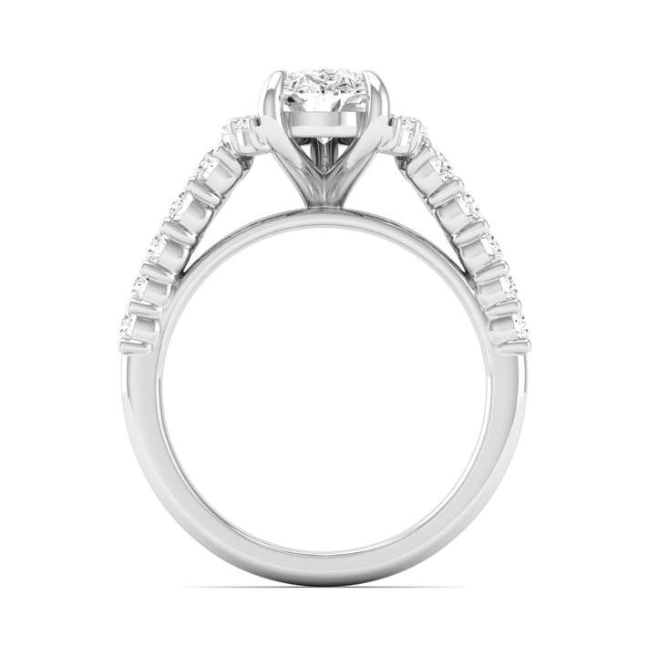 Steep Graduated Semi Halo Ring - Pear Center | JR1530727