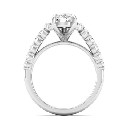 Steep Graduated Semi Halo Ring - Pear Center | JR1530727