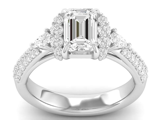Steep Graduated Semi Halo Ring - Emerald Center | JR1530827