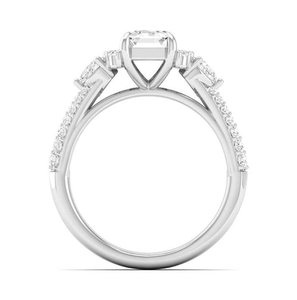 Steep Graduated Semi Halo Ring - Emerald Center | JR1530827