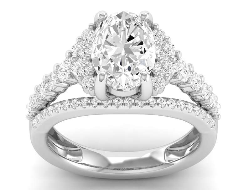 Steep Graduated Semi Halo Ring - Oval Center | JR1530827