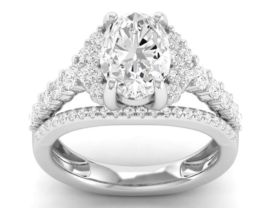 Steep Graduated Semi Halo Ring - Oval Center | JR1530827