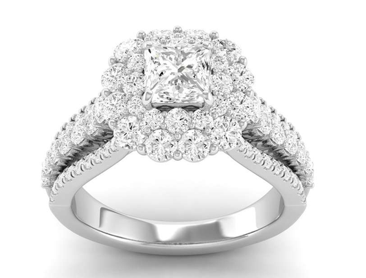 Bevel Double Halo Ring - Princess Center | JR1537030