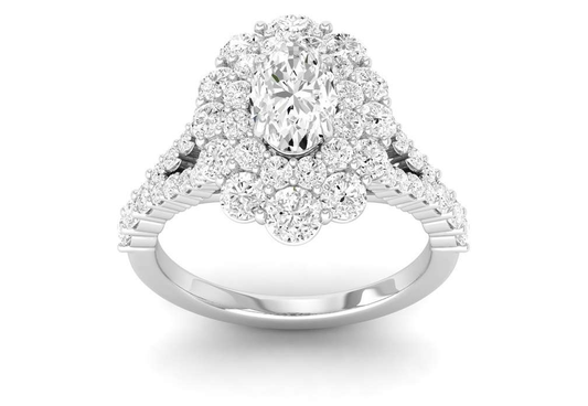 Bevel Double Halo Ring - Oval Center | JR1537130