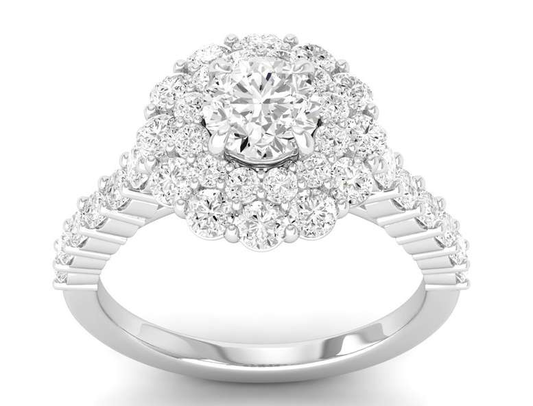Bevel Double Halo Ring - Round Center | JR1537227