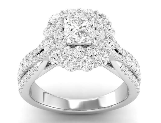 Bevel Double Halo Ring - Princess Center | JR1537327
