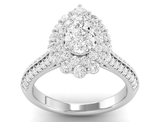 Bevel Double Halo Ring - Pear Center | JR153742Q