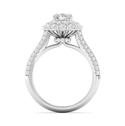 Bevel Double Halo Ring - Pear Center | JR153742Q