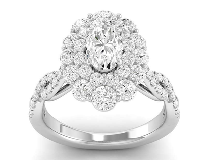 Bevel Double Halo Ring - Oval Center | JR1537627