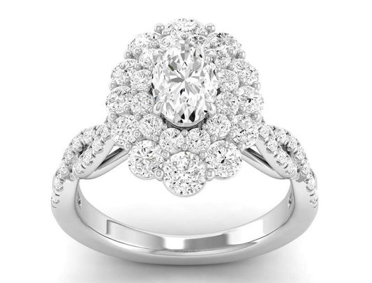 Bevel Double Halo Ring - Oval Center | JR1537627