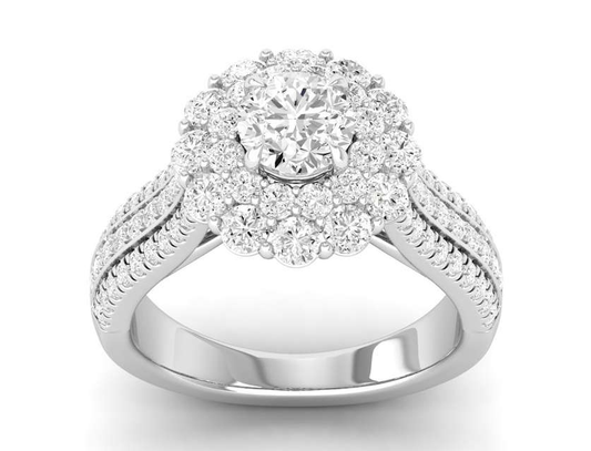 Bevel Double Halo Ring - Round Center | JR1537627